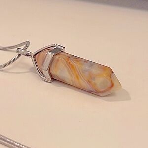 Crazy Lace Agate Bullet DT Pendant w/ Chain